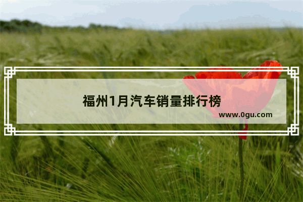 福州1月汽车销量排行榜