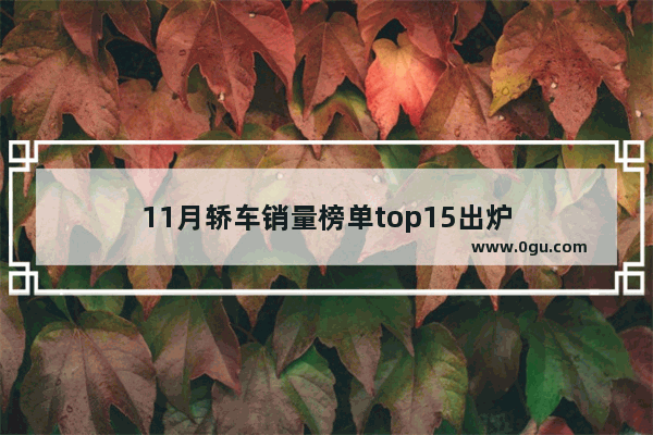 11月轿车销量榜单top15出炉